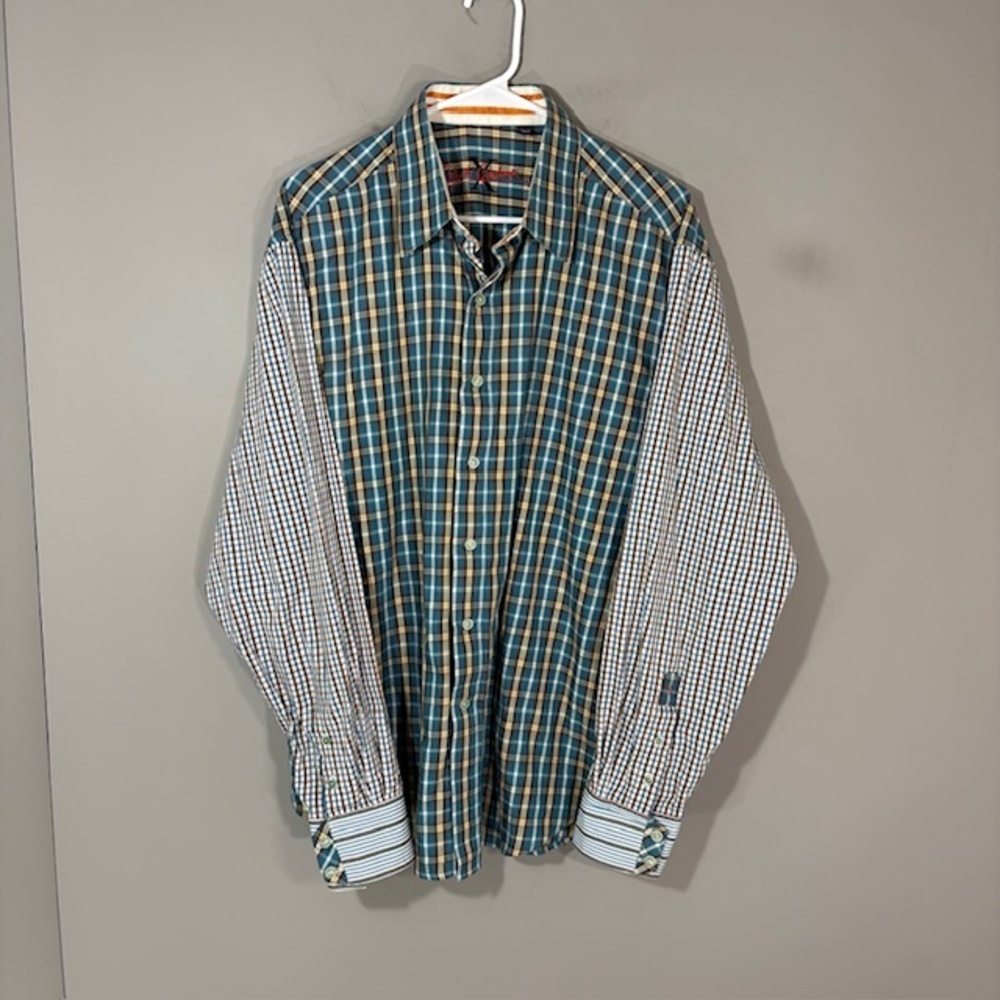 Robert Graham Shirt Mens XL Multicolor Plaid Long Sleeve Button Up Cotton Casual